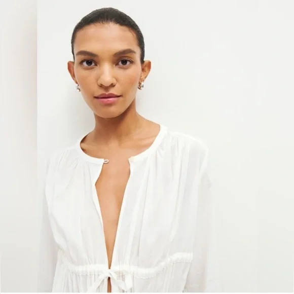 Reformation Ivory Sabella Long Duster Cover Up Dress Sz M - Picture 5 of 9